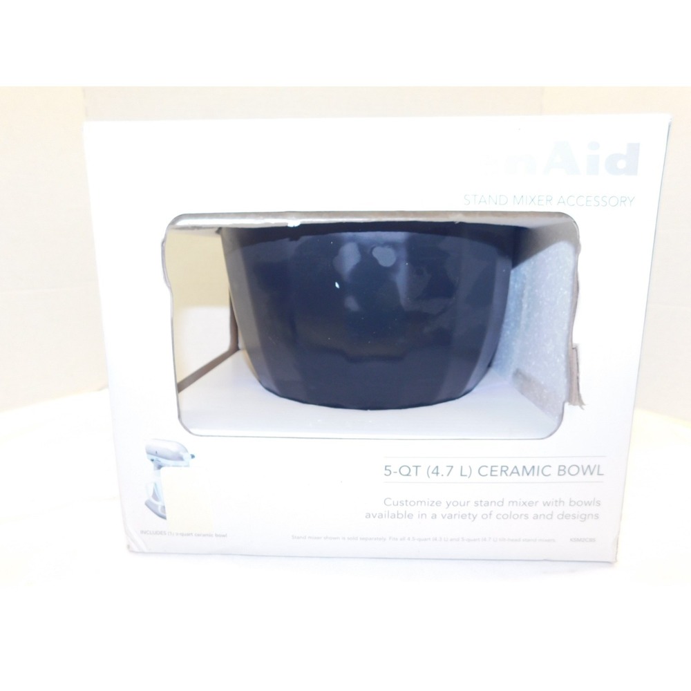 New KitchenAid 5Qt Ceramic Mixing Bowl Black Shell KSM2CB5PBS